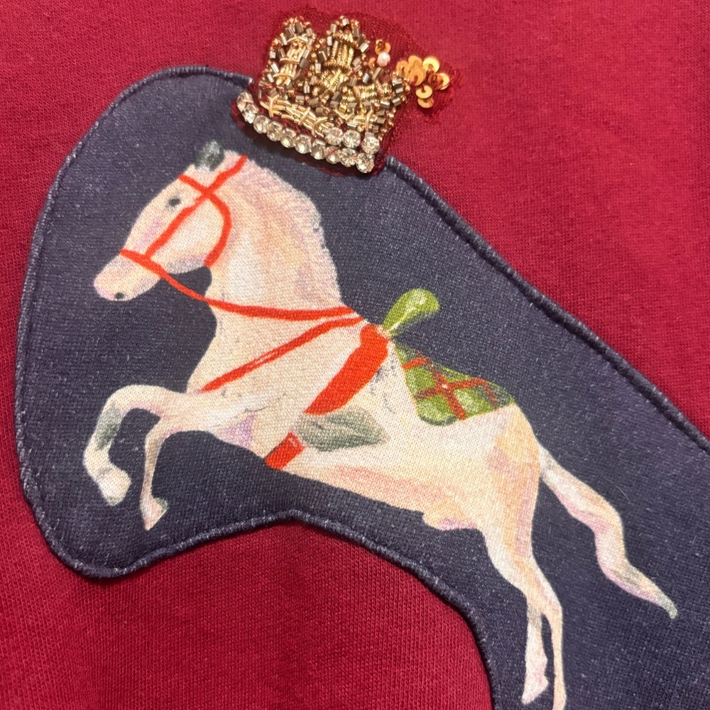 New Anthropologie Nathalie Lete Circus Embroidered / Crystal Sweatshirt Size XL - Picture 6 of 14